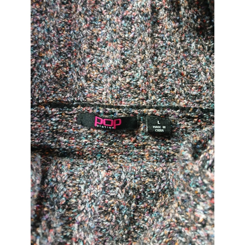 Pop(ulation) Size L Women's Multicolor Speckled Knit Cowl Neck Sweater 3/4 Sleev - Picture 4 of 6